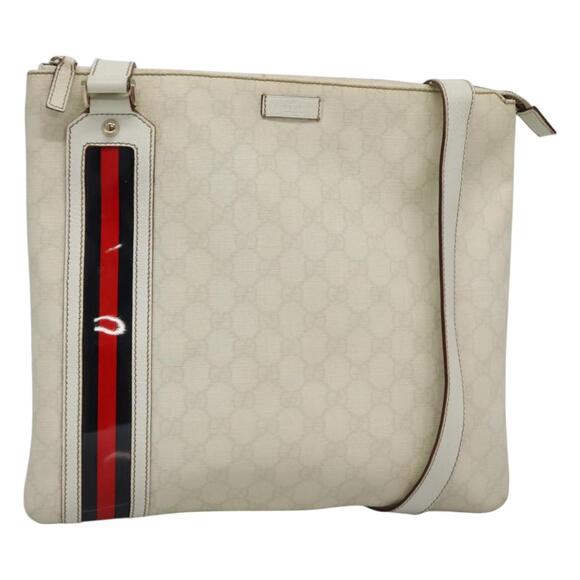 GUCCI GG Supreme Sherry Line Shoulder Bag Pvc White Gold - Picture 1 of 16